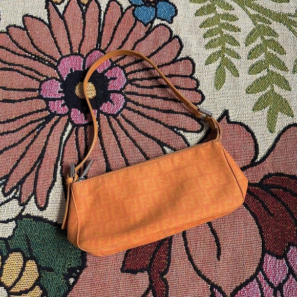 Fendi Jacquard Orange Mini Shoulder Bag - Picture 1 of 9